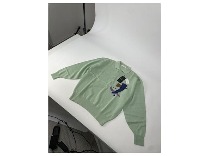 Balenciaga grüner Leinenstrickpullover & Sweatshirt - Ansicht 2