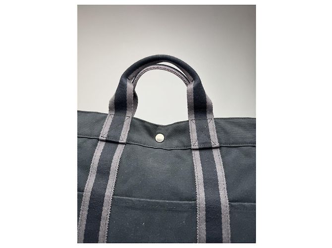 Borsa a mano in cotone nero Hermès - vista 2