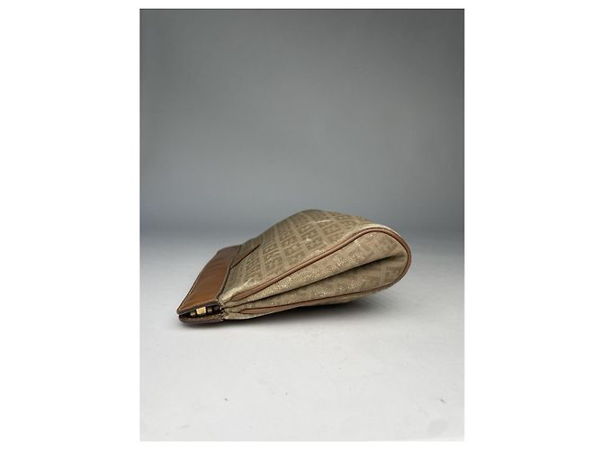 Clutch in cotone marrone Fendi Baguette - vista 3