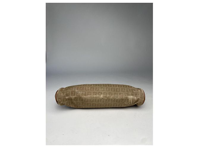 Clutch in cotone marrone Fendi Baguette - vista 4