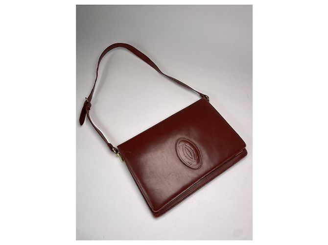 Borsa in pelle bordeaux Cartier Bordò - vista 5