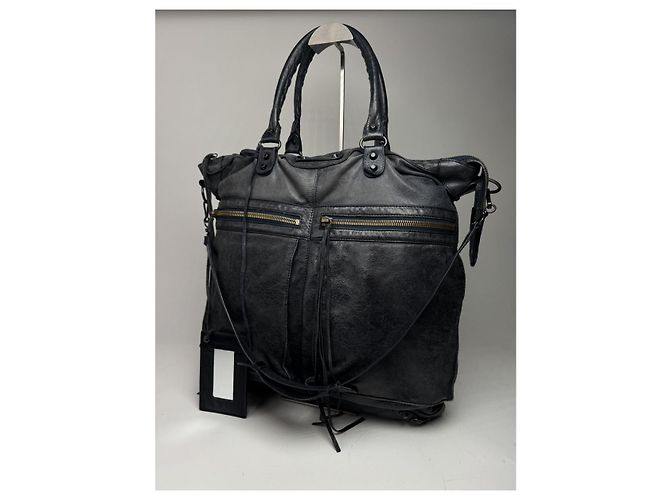 Borsa in pelle navy Balenciaga City Blu navy - vista 2