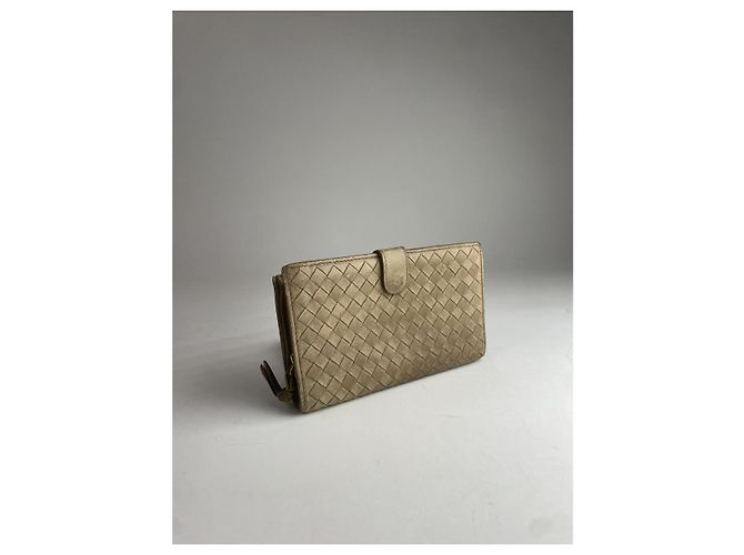 Cartera de cuero beige Bottega Veneta - vista 3