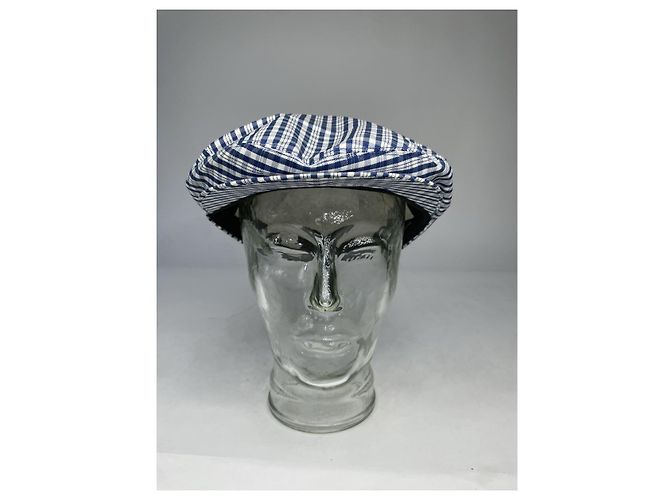 Berretto Dior a scacchi blu navy e bianco in cotone - vista 2