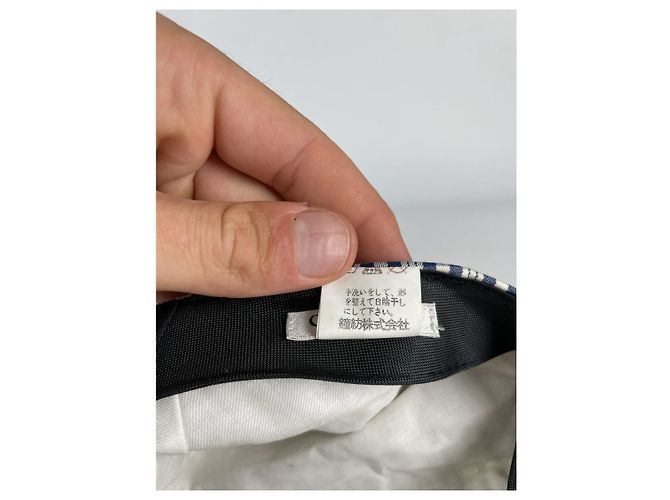 Berretto Dior a scacchi blu navy e bianco in cotone - vista 4