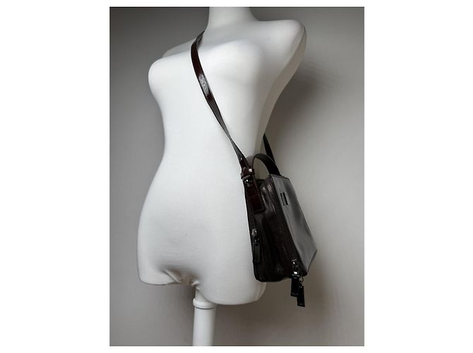 Céline Bolsa de mão de couro roxo envernizado Celine Case com aba - vista 3