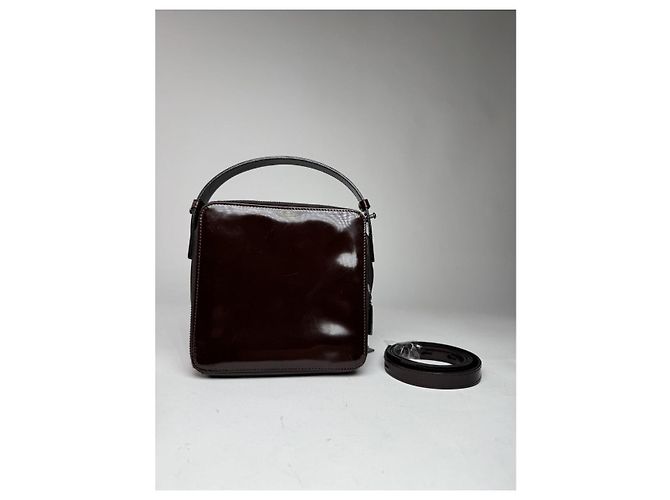 Céline Bolsa de mão de couro roxo envernizado Celine Case com aba - vista 5