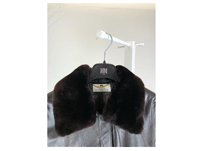 Abrigo de cuero negro Givenchy - vista 2