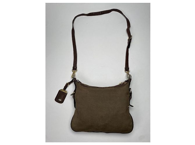 Borsa a mano in cotone verde Prada Plexi - vista 2