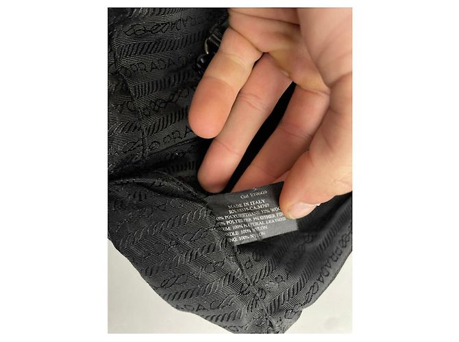 Borsa a mano in cotone grigio Prada - vista 3