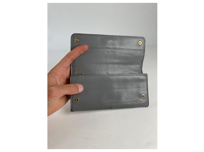 Miu Miu Silver Leather Wallet Silvery - view 3