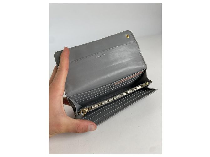 Miu Miu Silver Leather Wallet Silvery - view 4