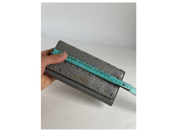 Miu Miu Silver Leather Wallet Silvery - view 5