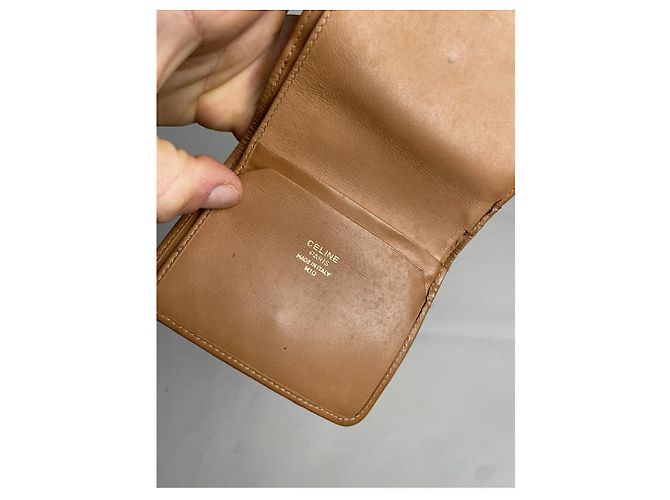 Céline Cartera de cuero marrón Celine Triomphe Castaño - vista 5
