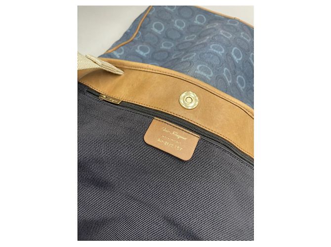 Borsa a mano iconica in cotone blu Salvatore Ferragamo - vista 3