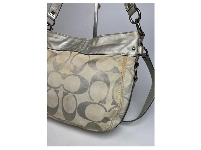 Borsa in pelle argentata Sufflette Signature di Coach Argento - vista 5