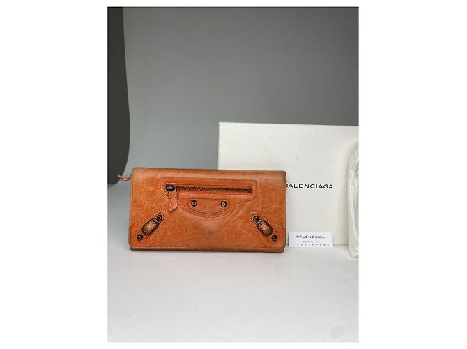 City Balenciaga orange Leder Geldbörse - Ansicht 2