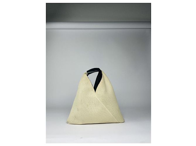 Borsa a mano in poliestere beige MM6 - vista 4