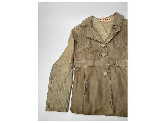 Abrigo de cuero beige Marni - vista 2