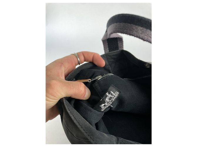 Borsa a mano in cotone nero Hermès - vista 3