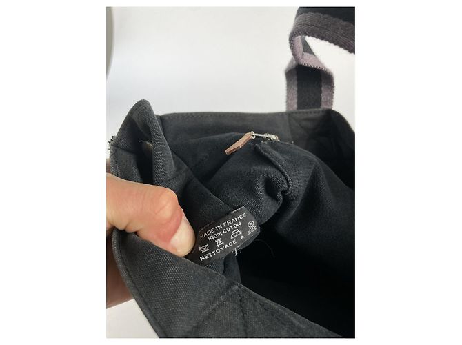 Borsa a mano in cotone nero Hermès - vista 4