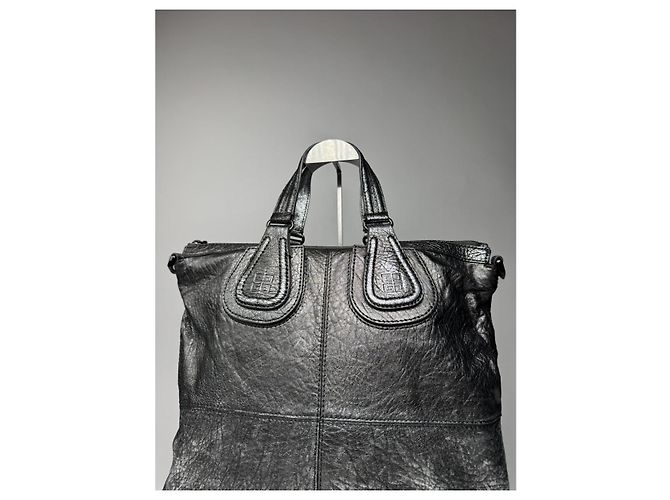 Borsa in pelle argentata Givenchy Nightingale Argento - vista 4
