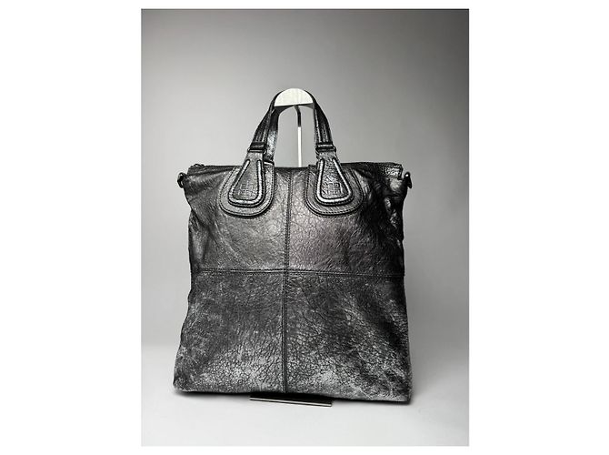 Borsa in pelle argentata Givenchy Nightingale Argento - vista 5