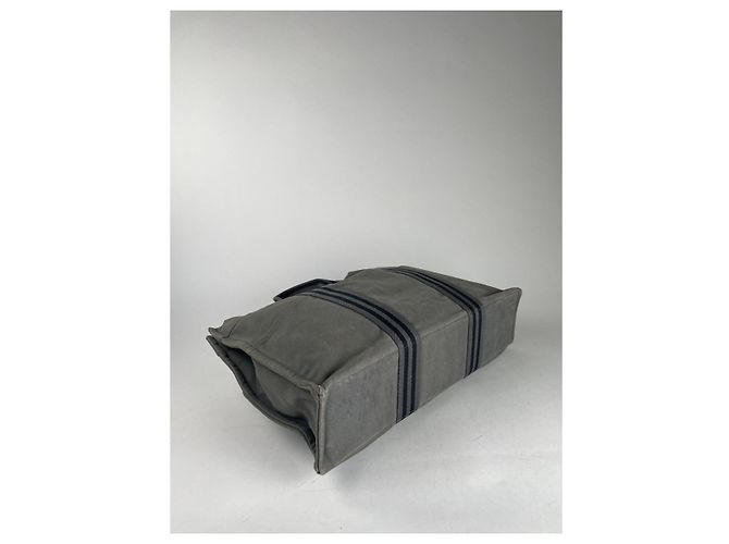 Borsa a mano in cotone grigio di Hermès - vista 3