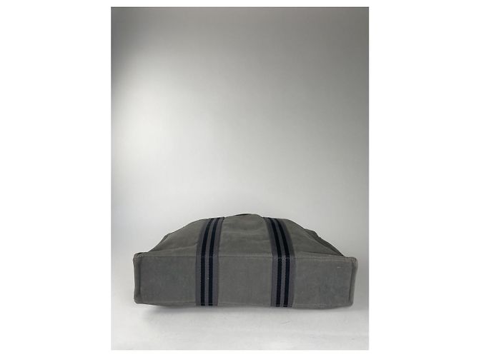Borsa a mano in cotone grigio di Hermès - vista 4