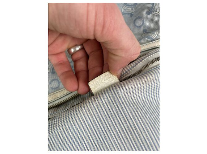 Céline Celine SAC 16 BESACE Borsa in Cotone Bianca Bianco - vista 3