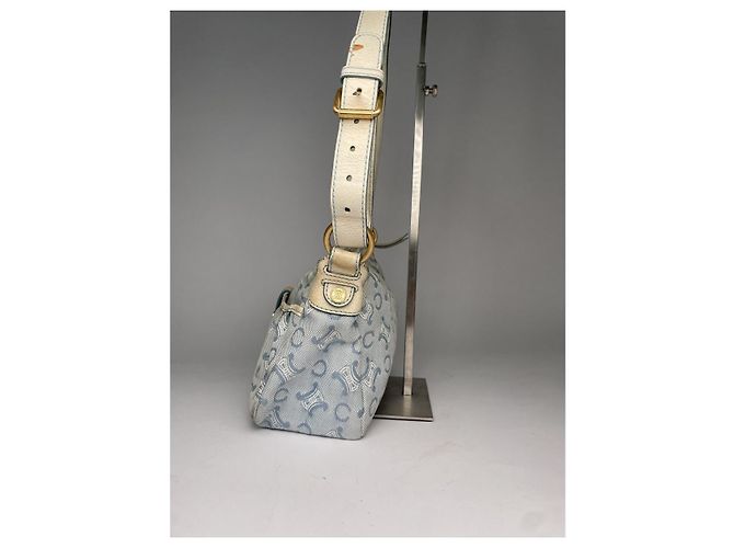 Céline Celine SAC 16 BESACE Borsa in Cotone Bianca Bianco - vista 4