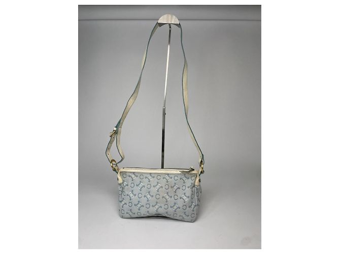 Céline Celine SAC 16 BESACE Borsa in Cotone Bianca Bianco - vista 5