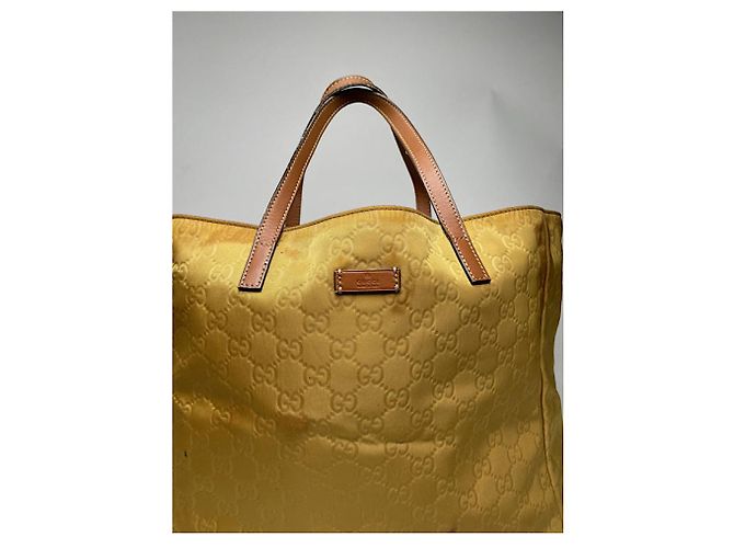 Gucci Jackie Vintage Handtasche aus gelbem Polyester - Ansicht 2