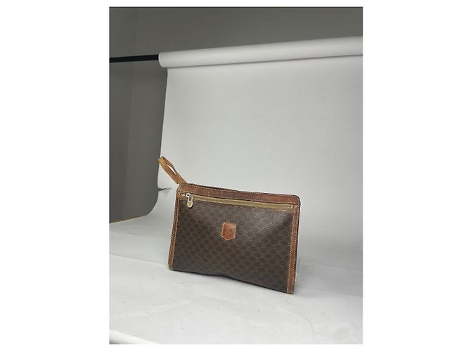 Céline Clutch in pelle marrone vintage Celine Triomphe - vista 5