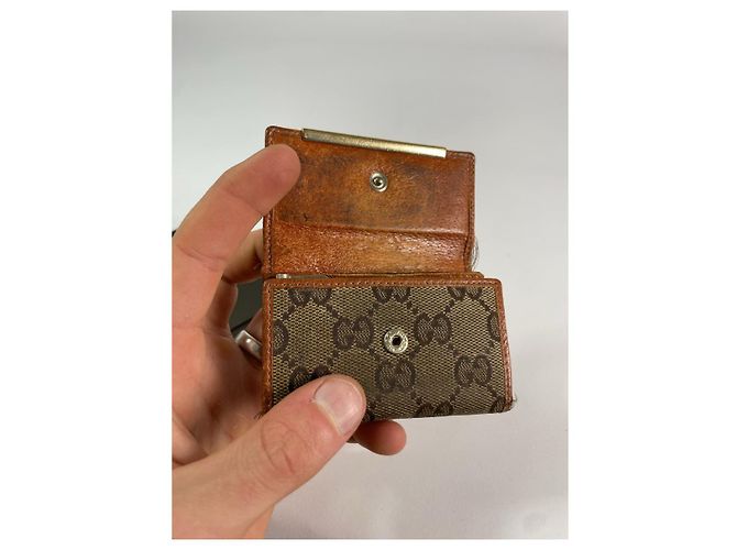 Borsa in pelle marrone Gucci GG Blooms - vista 5