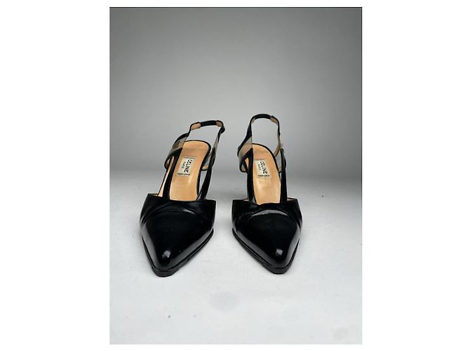 Céline Celine Wickelstiefel aus schwarzem Lackleder mit Absatz - Ansicht 3