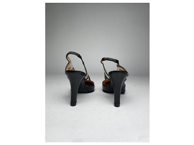 Céline Celine Wickelstiefel aus schwarzem Lackleder mit Absatz - Ansicht 5