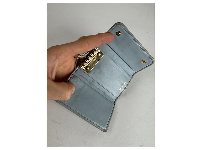 Borsa in pelle blu Miu Miu - vista 4