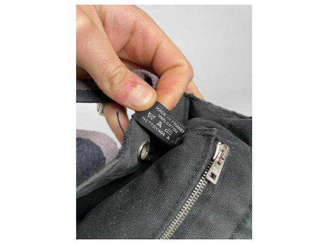 Borsa a mano in cotone nero Hermès - vista 4