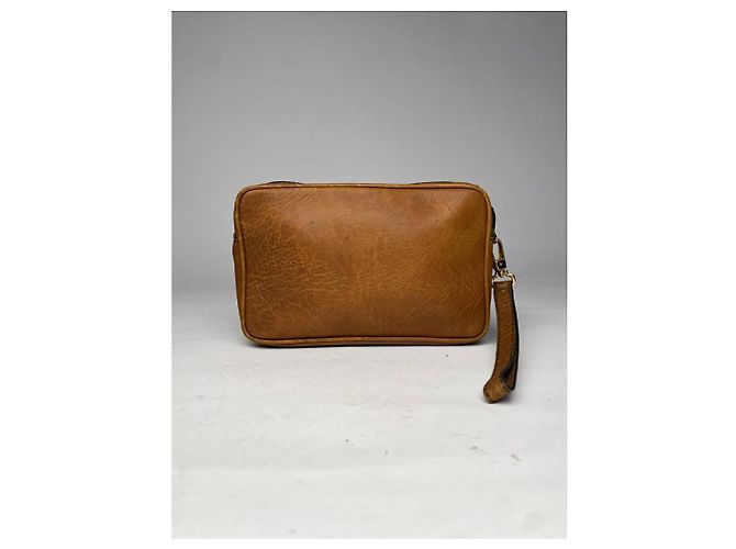 Autre Marque Clutch in pelle marrone non firmata - vista 3