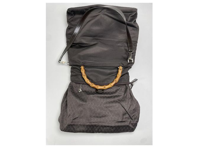 Bamboo Gucci Vintage Handtasche aus braunem Polyester mit Bambus - Ansicht 2