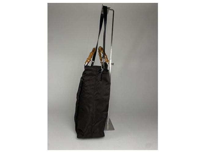 Bamboo Gucci Vintage Handtasche aus braunem Polyester mit Bambus - Ansicht 4