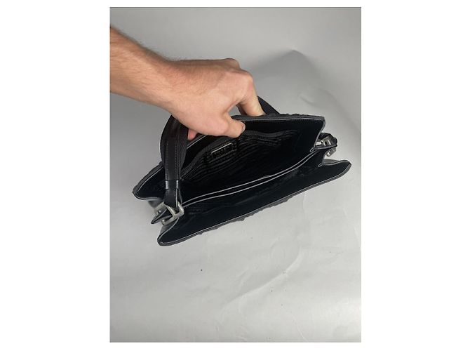 Borsa a mano in cotone grigio Prada Cleo - vista 2