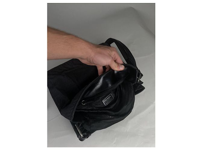 Borsa a mano in cotone grigio Prada Cleo - vista 4
