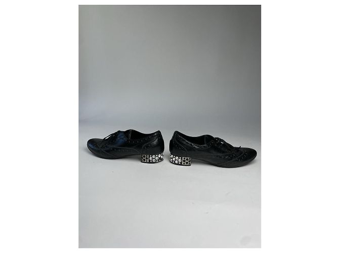 Miu Miu Schwarzes Leder Schnürschuh - Ansicht 4
