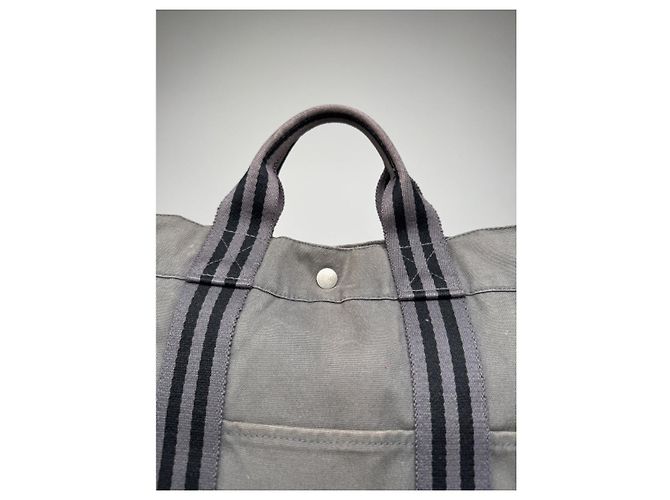 Hermès Grey Cotton Handbag - view 3