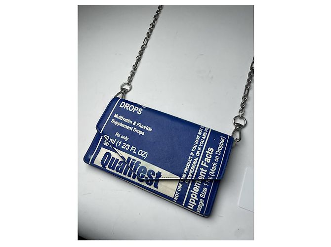 Borsa in pelle blu Maison Martin Margiela - vista 4
