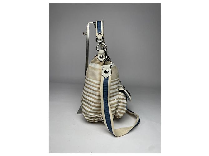 Borsa a mano in cotone bianco Sufflette Signature di Coach - vista 4