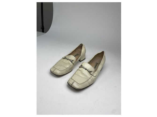 Céline Celine Triomphe White Leather Flat - view 4