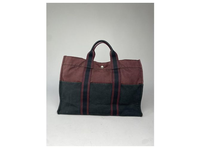 Borsa a mano in cotone nero Hermès - vista 3